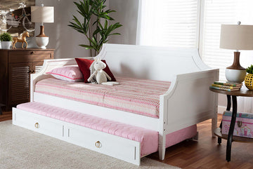 Brady Wood Twin Size Daybed, White and With Trundle