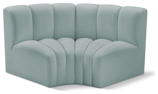Arc Vegan Leather Upholstered 2-Pc. Inward Curved Modular Sectional, Green
