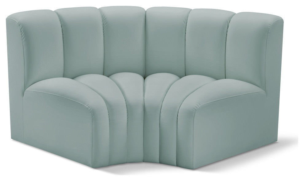 Arc Vegan Leather Upholstered 2-Pc. Inward Curved Modular Sectional, Green