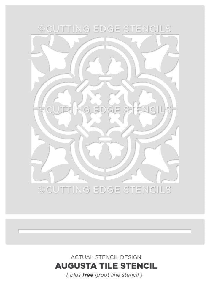 Augusta Tile Stencil, Portuguese Tile Stencils, DIY Faux Tiles, Extra Large