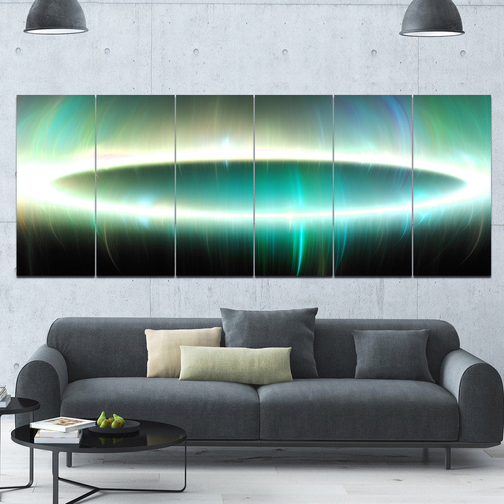 Large Green Oval Fractal Light, Abstract Canvas Art Print, 70"x28", 6 Panels