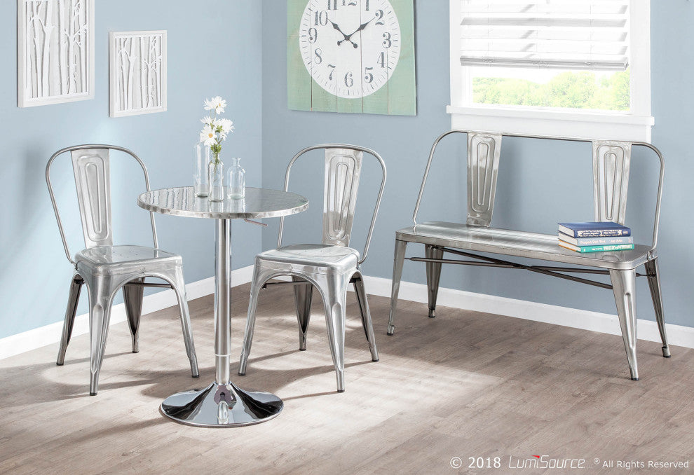 Bistro Contemporary Adjustable Round Bar Table, Silver