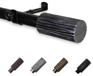 Cedar 3/4" Curtain Rod 28-48", Black, Black, 28-48"