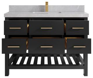 Parker 48" Single Sink Bath Vanity, Black 2" Pearl Gray