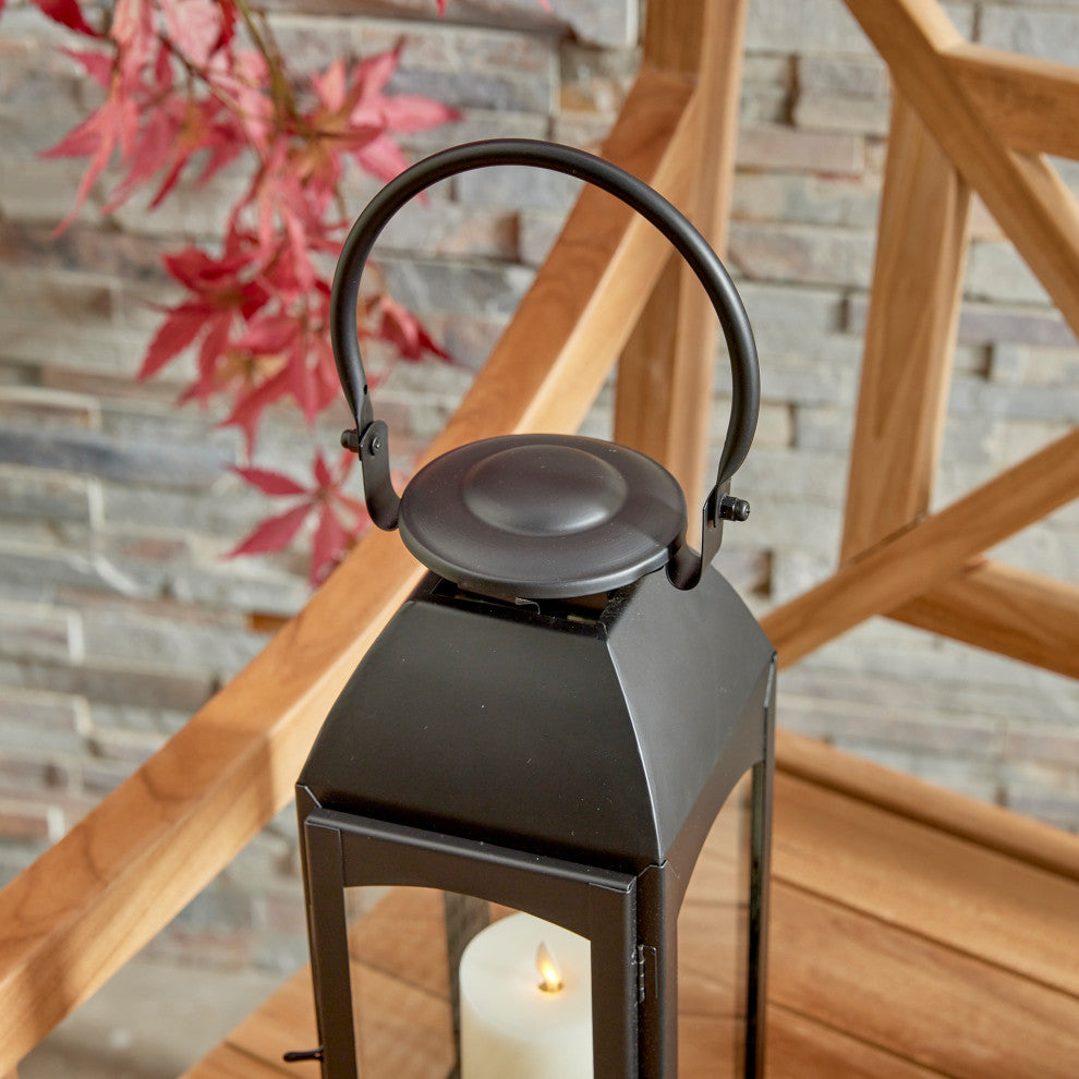 Antoinne Outdoor Lantern, Small, Black, 6.5x6.5x15.75