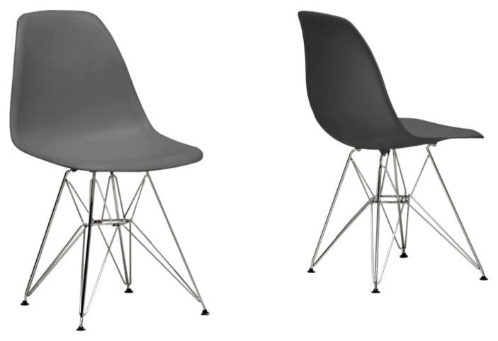 Azzo Gray Plastic Side Chair, Set of 2