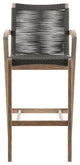 Brielle Outdoor Light Eucalyptus Wood and Charcoal Rope Counter Height Stool