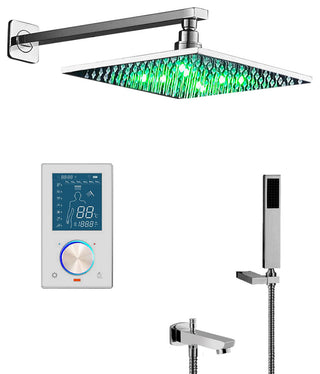 10" Wall Mount digital thermostatic shower Temperature display LED Shower Set