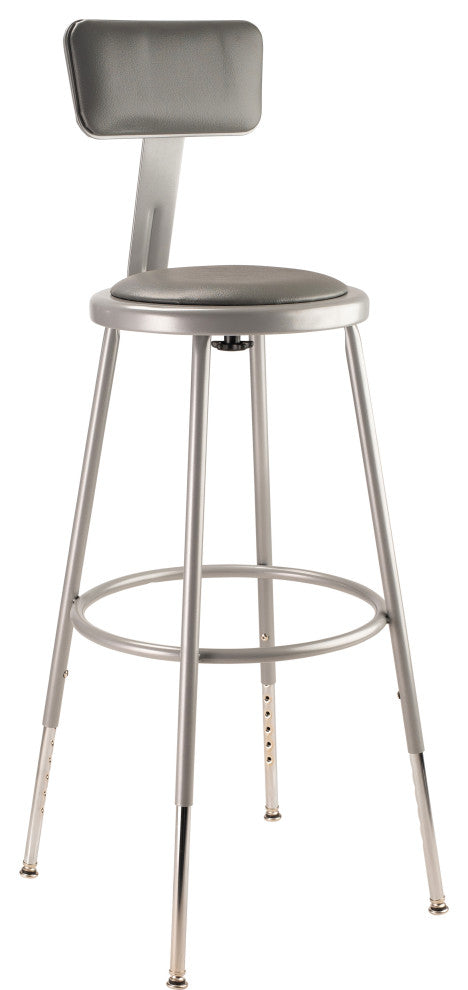 NPS 25"-33" Height Adjustable Vinyl Padded Steel Stool With Backrest, Grey