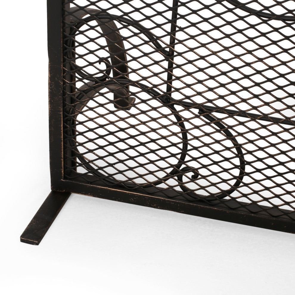Ella Iron Fireplace Screen, Black Brushed Gold