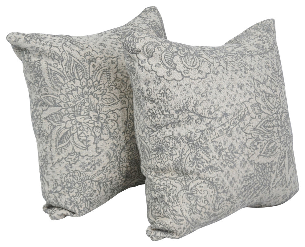 17" Jacquard Throw Pillows With Inserts, Set of 2, Paislfrt Mica