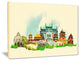 "Beijing Panoramic View" Cityscape Watercolor Canvas Print, 40"x30"