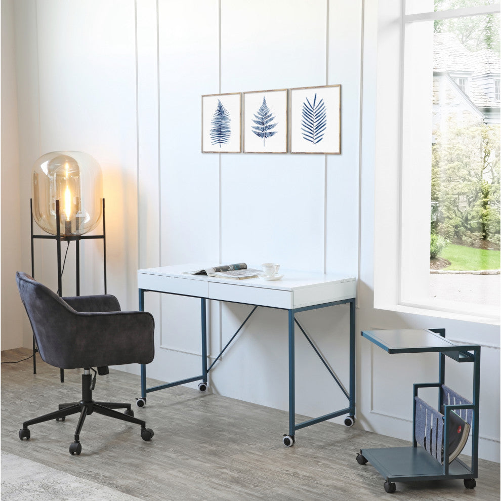 Loft Lyfe Ameera Desk, 2 Storage Drawers, White/Navy