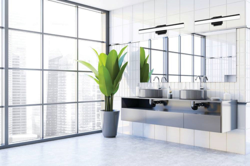 1-Light, 10W LED Bath/Vanity Light, Matte Black/Satin Acrylic Shade