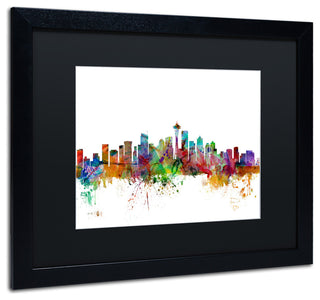 "Seattle, Washington Skyline" Matted Framed Canvas Art by Michael Tompsett