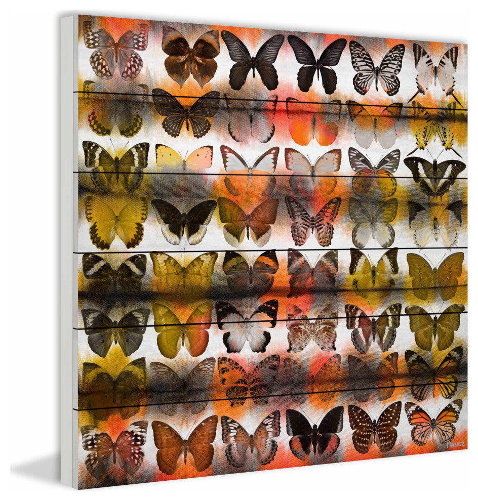 "Moths in Rows" UV Ink Print on White Wood, 40"x40"