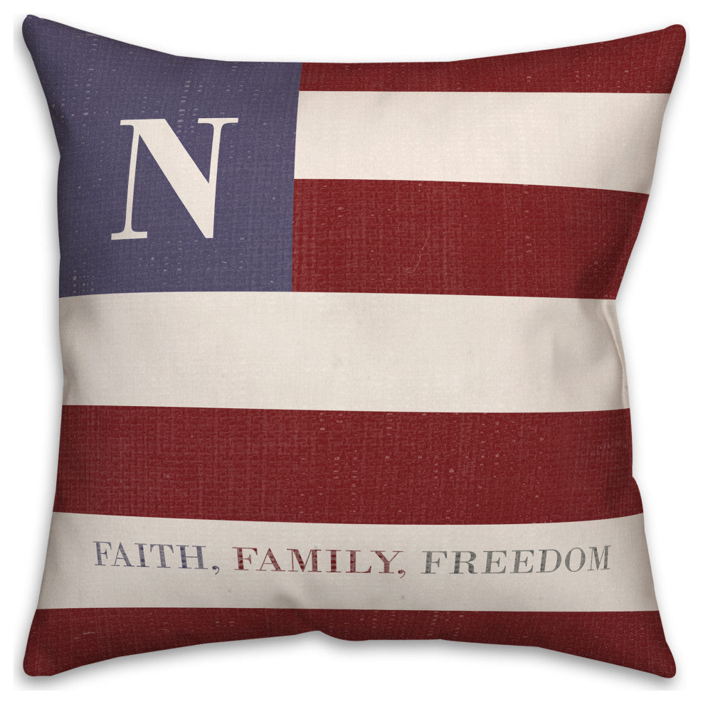 Faith Family Freedom Monogram Flag N 18x18 Spun Poly Pillow