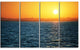 Beautiful River View At Sunset, Large Seashore Canvas Print, 48"x28", 4 Panels