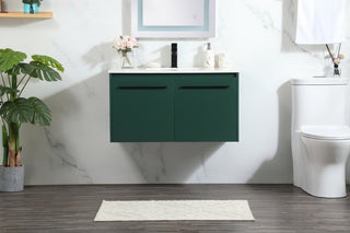 Phoebe Single Bathroom Vanity, Green, 36", Without Backsplash