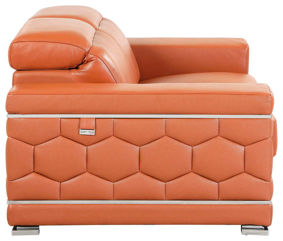 Rome Contemporary Genuine Italian Leather Loveseat Camel