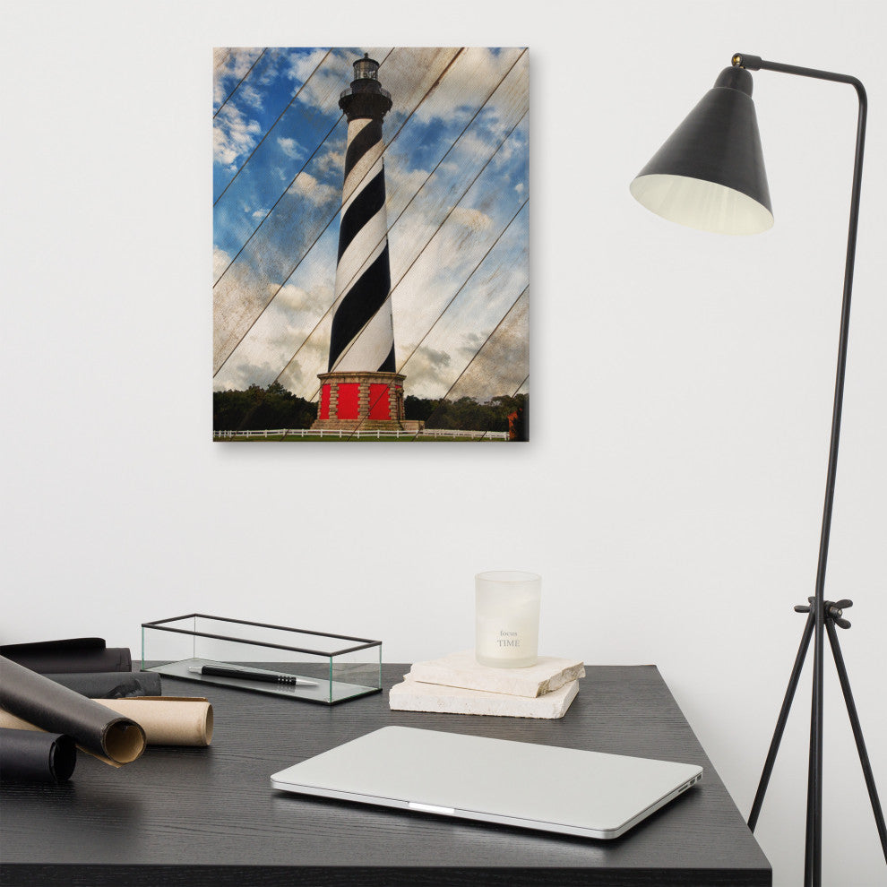 Cape Hatteras Lighthouse Landscape Photo Faux Wood Panels Canvas Prints, 16" X 20"