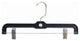 Black Plastic Pant-Skirt Hangers With Clips, Set of 25