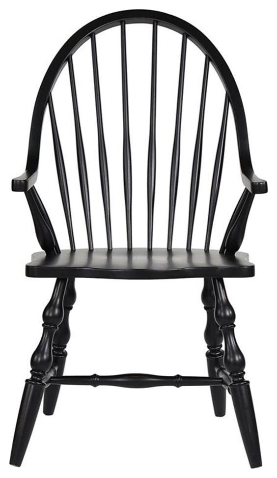 Black Cherry Selections Windsor Spindleback Dining Arm Chair, Antique Black
