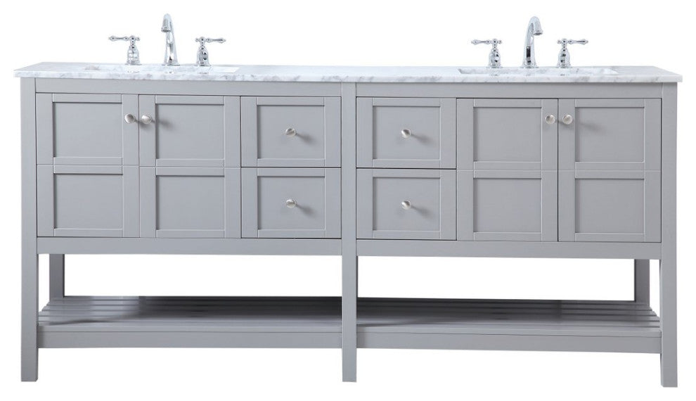 Elegant VF16572DGR 72"Double Bathroom Vanity, Gray
