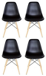 Set of 4 DSW Black Mid Century Modern Plastic Dining Shell Chair