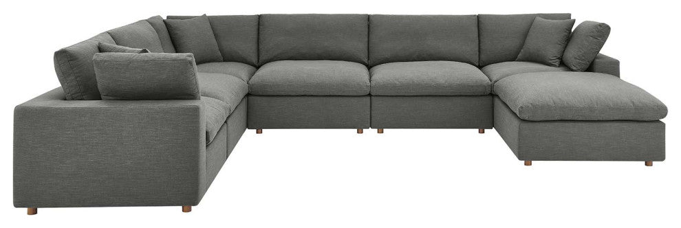 Commix Down Filled Overstuffed 7 Piece Sectional Sofa Set Gray