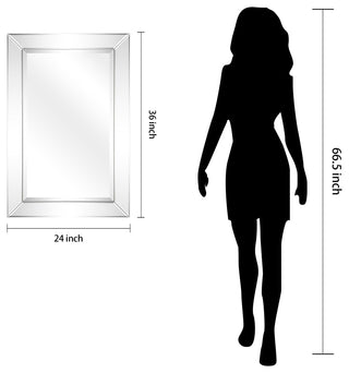 Antique Beveled Rectangle Wall Mirror, 1" Beveled Center 24"x36" Bathroom Mirror