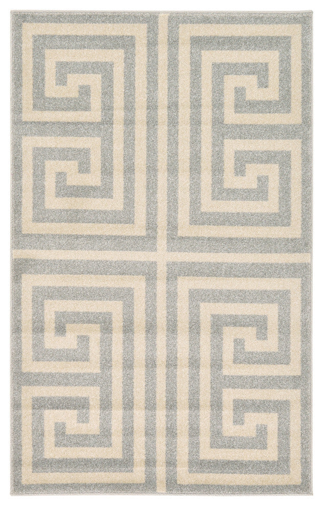 Unique Loom Gray Athens Greek Key 3' 3 x 5' 3 Area Rug