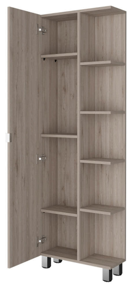 Pinion Mid-Century Modern Bathroom Cabinet, Gray Veneer