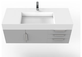 CastelloUSA Amazon 48" Wall Mounted Vanity Set, Gray, White Top, Brushed Nickel