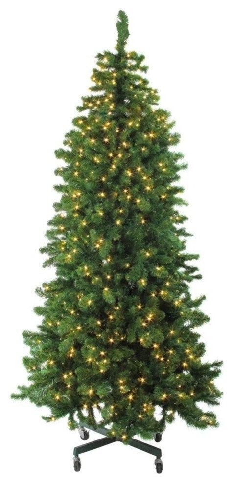 7.5' Pre-Lit LED Slim Olympia Pine Artificial Christmas Tree, Warm White Lights