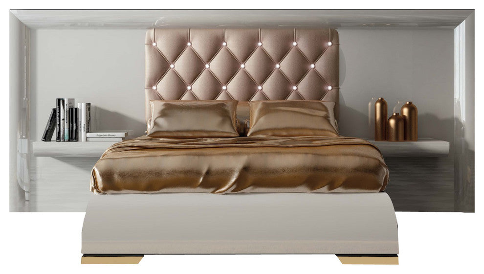 Md Sophie 44 Special Headboard Bedroom Set, Glossy White, King