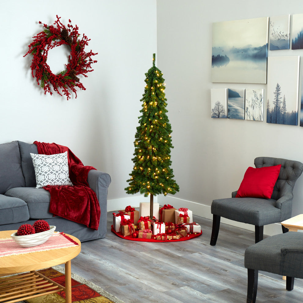 6' Alpine Artificial Christmas Tree With 200 Lights and 580 Bendable Branches