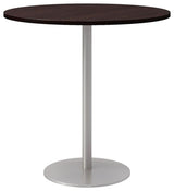 42" Round Pedestal Table - Espresso Top - Silver Base - Bistro Height