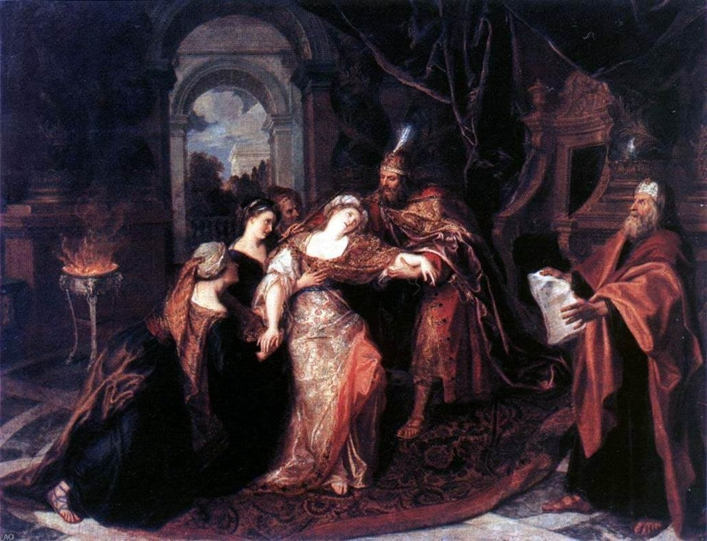 Antoine Coypel The Swooning of Esther, 21"x28" Wall Decal Print