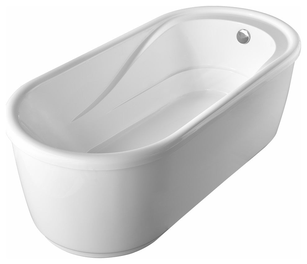 Vanity Art 59" Freestanding Acrylic Soaking Bathtub