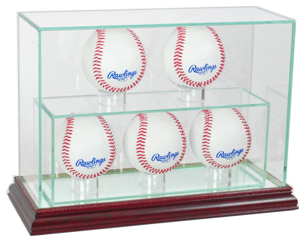 5 Upright Baseball Display Case, Cherry
