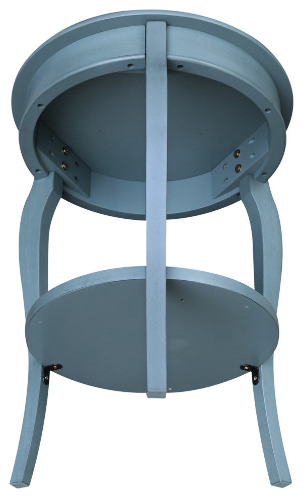 Cambria Round End Table, Ocean Blue - Antique Rubbed
