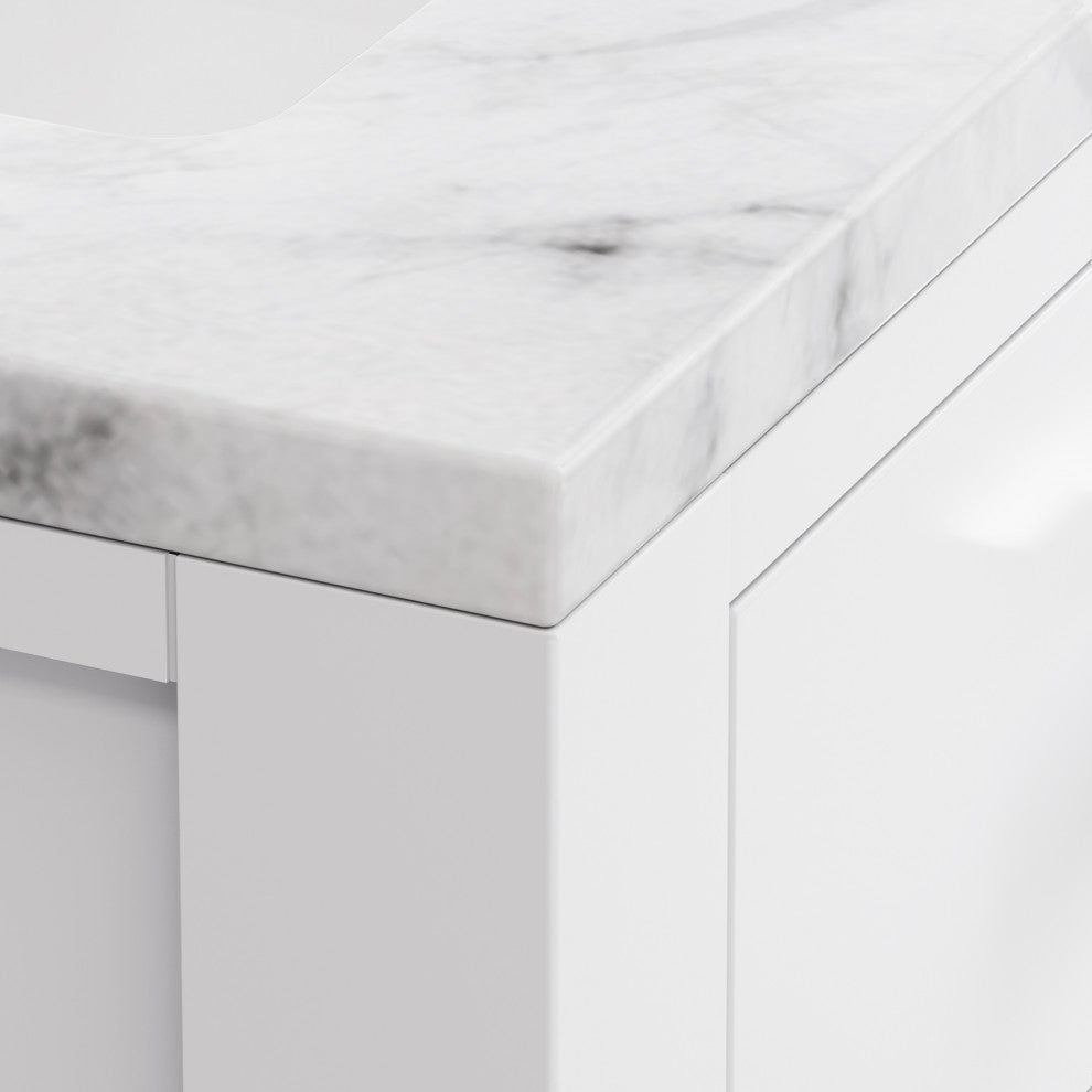24" Pure White Single Sink Bathroom Vanity