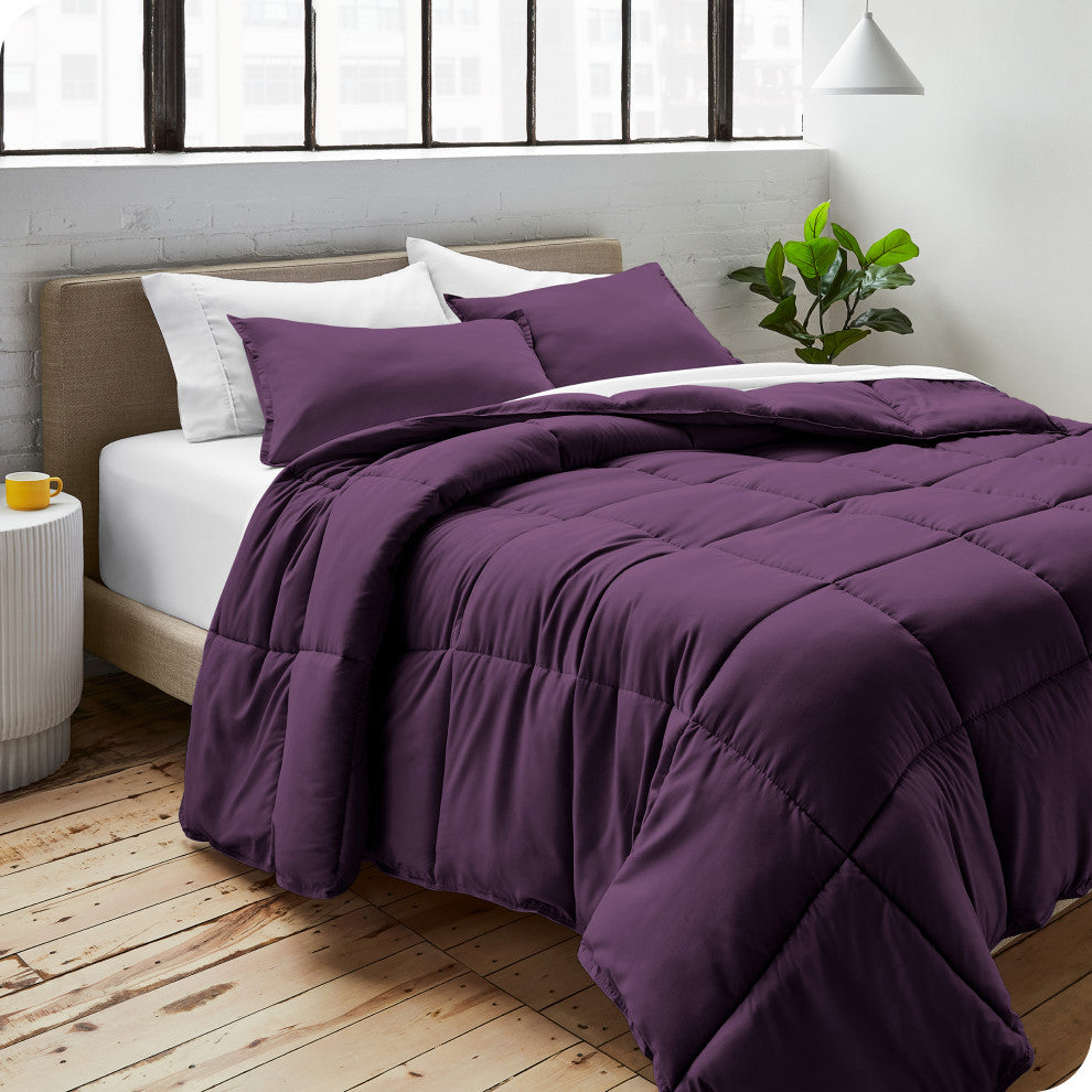 Bare Home Down Alternative Comforter Set, Plum, Twin/Twin Xl