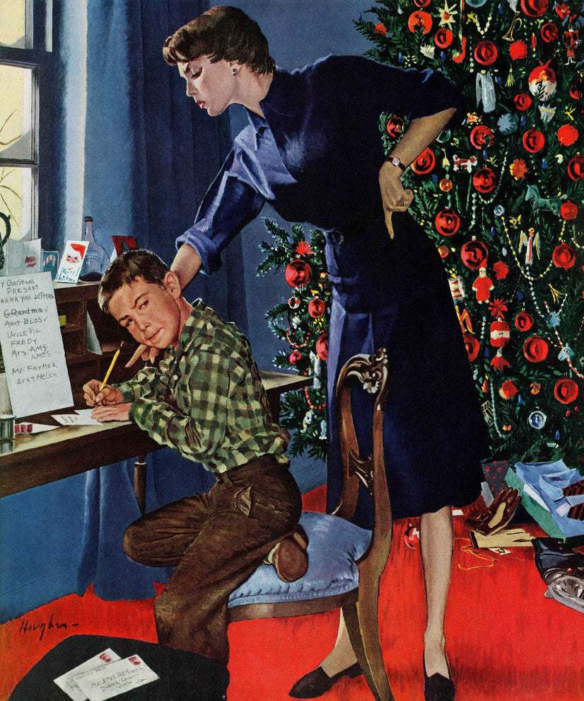 "Christmas Thank You Notes" Print on Canvas by George Hughes