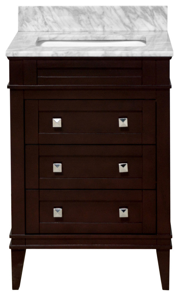 Eleanor 24" Bathroom Vanity, Chocolate, Carrara Marble