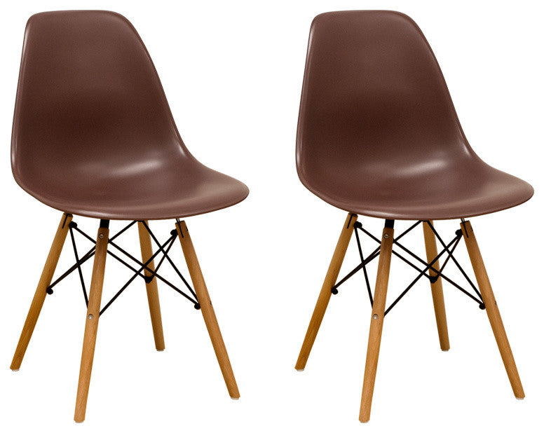 Paris Tower Dining Side Chair w/Wood Legs, Set of 2, Chocolate