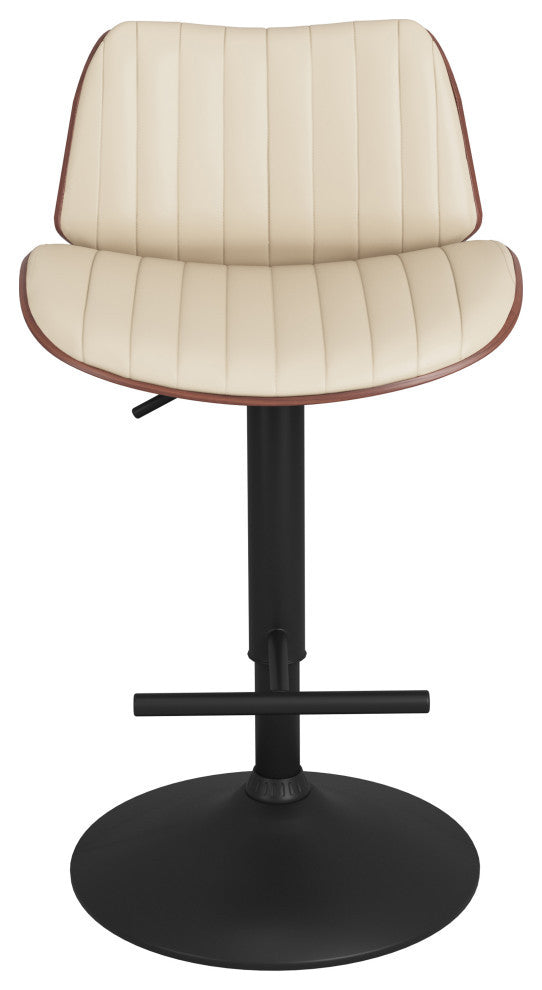 Goulding Adjustable Swivel Bar Stool, Cream Vegan Faux Leather