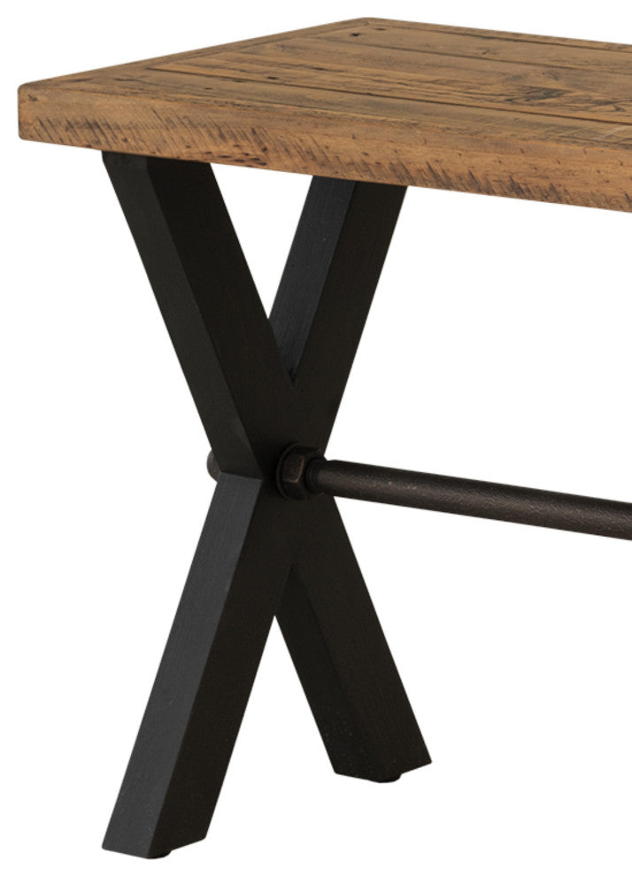 Cortesi Home Austin Console Table, Solid Reclaimed Wood with Black Wood Legs