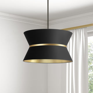 Black and Gold Transitional Pendant With Matte Black Metal